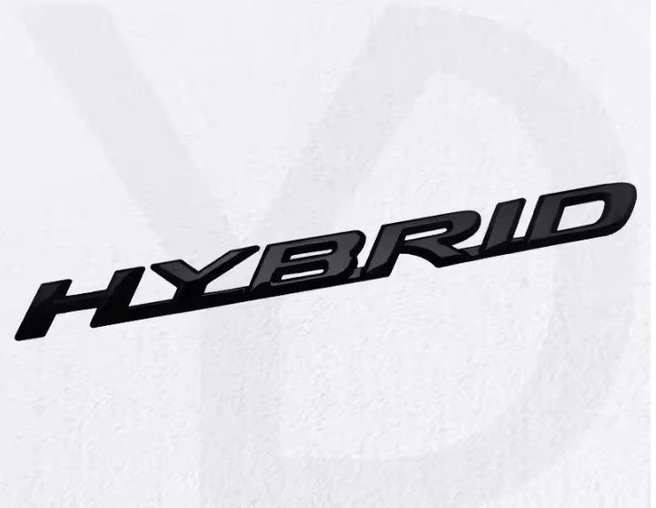 Hybrid Badge in Gloss Black Chrome Silver 186mm / 190mm x 16mm Free Post NEW AU