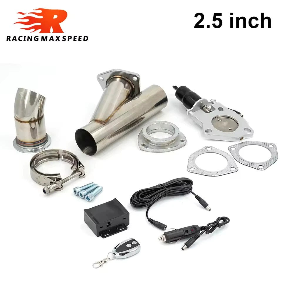 Electric Exhaust Output Valve Kit with Remote Switch 2.5” Muffler Bypass Control