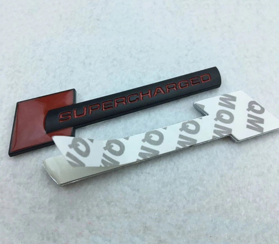 Supercharged Boot Fender Badge Black & Red Emblem Motorsport Drift GTS GT