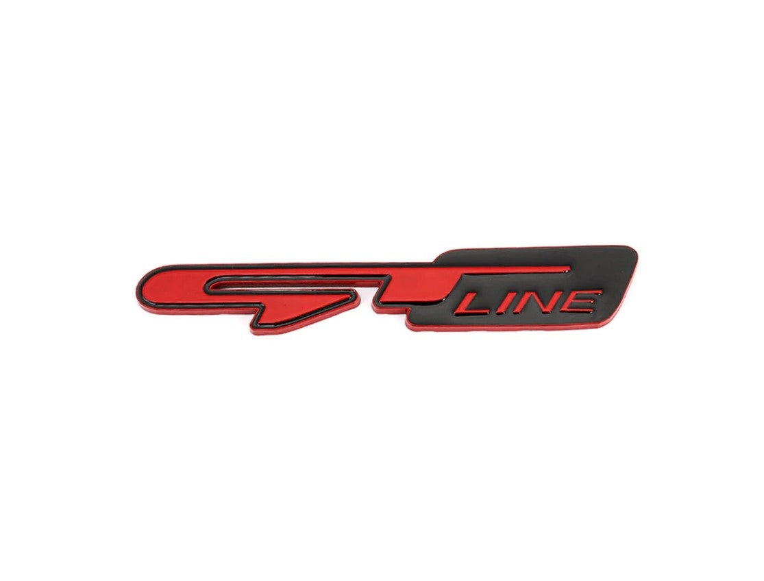 KIA GT Line Badge Emblem Sticker in Red Black Chrome