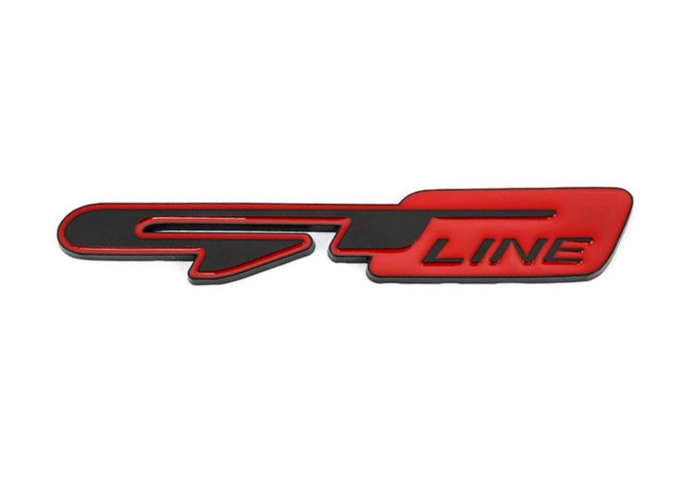 KIA GT Line Badge Emblem Sticker in Red Black Chrome