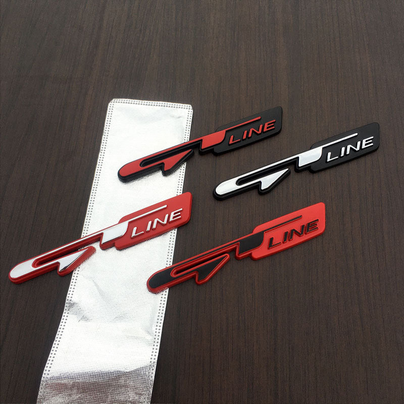 KIA GT Line Badge Emblem Sticker in Red Black Chrome