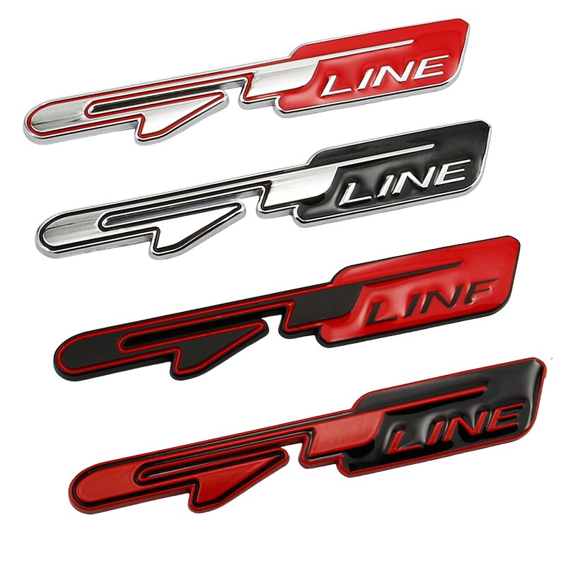 KIA GT Line Badge Emblem Sticker in Red Black Chrome