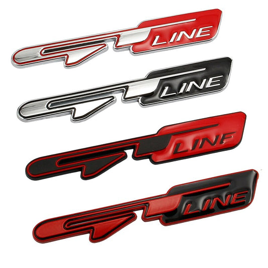 KIA GT Line Badge Emblem Sticker in Red Black Chrome