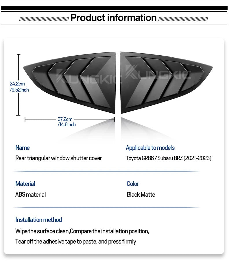 Window Shutter Louver Cover For Toyota GR86 Subaru BRZ (2021 - 2024)