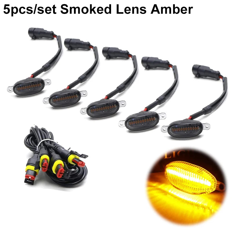 Universal 12 LED Grille Lights 12V Smoked Amber White Eagle Eye Lamps Car SUV