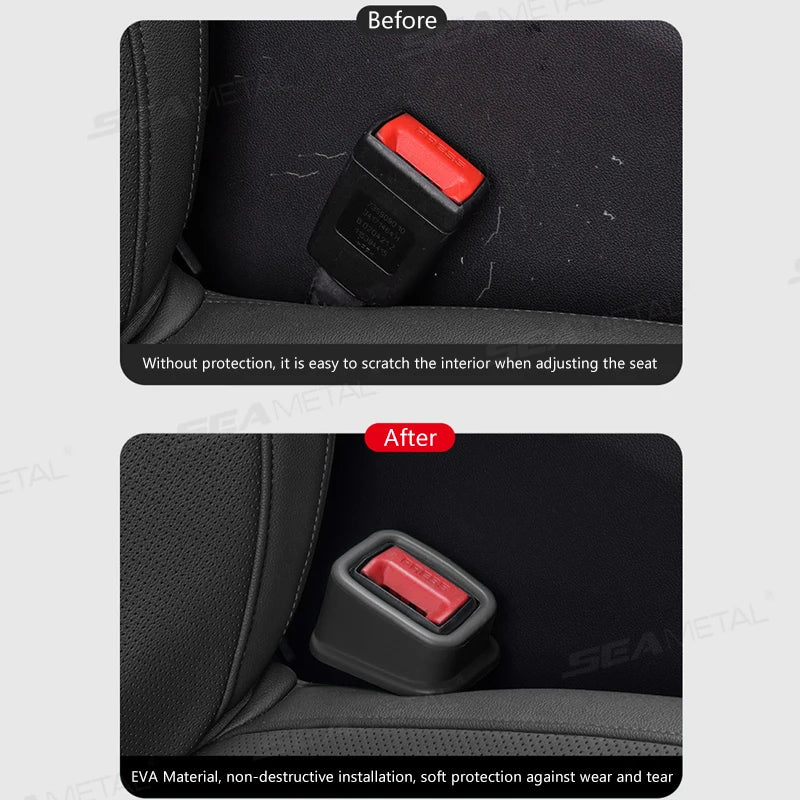 SEAMETAL 2PCS Car Seat Belt Buckle Holder Cover Anti Scratch Full Wrap Protector