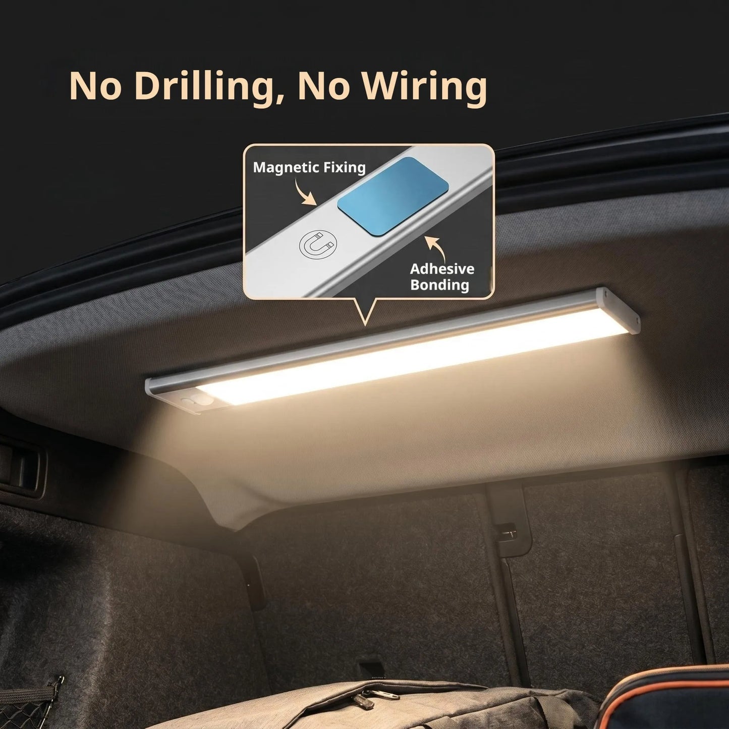 SEAMETAL Universal Trunk Sensor Light Magnetic LED Wide Area Detection No Wiring