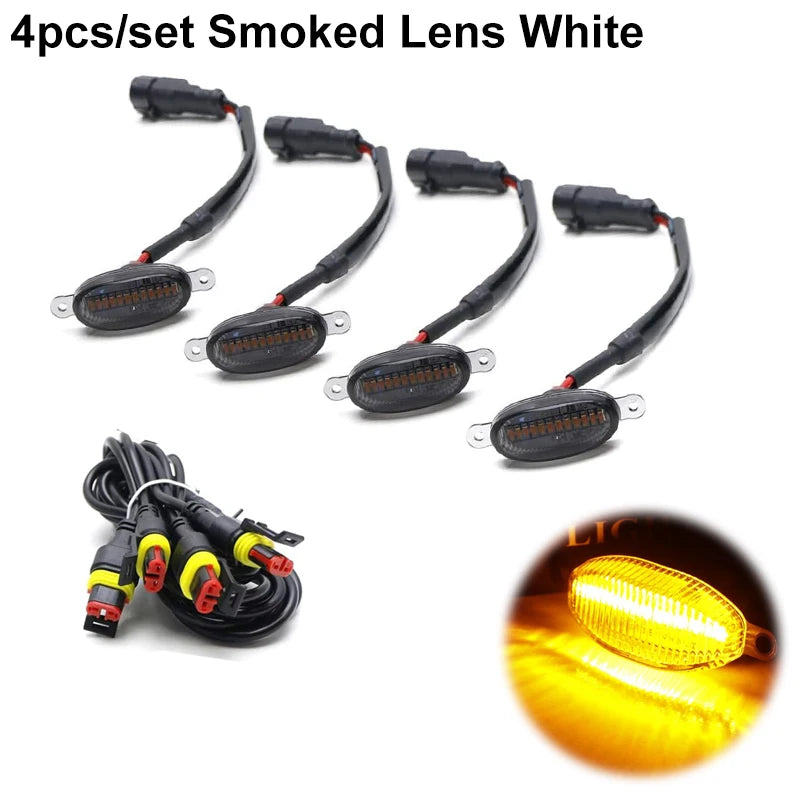 Universal 12 LED Grille Lights 12V Smoked Amber White Eagle Eye Lamps Car SUV