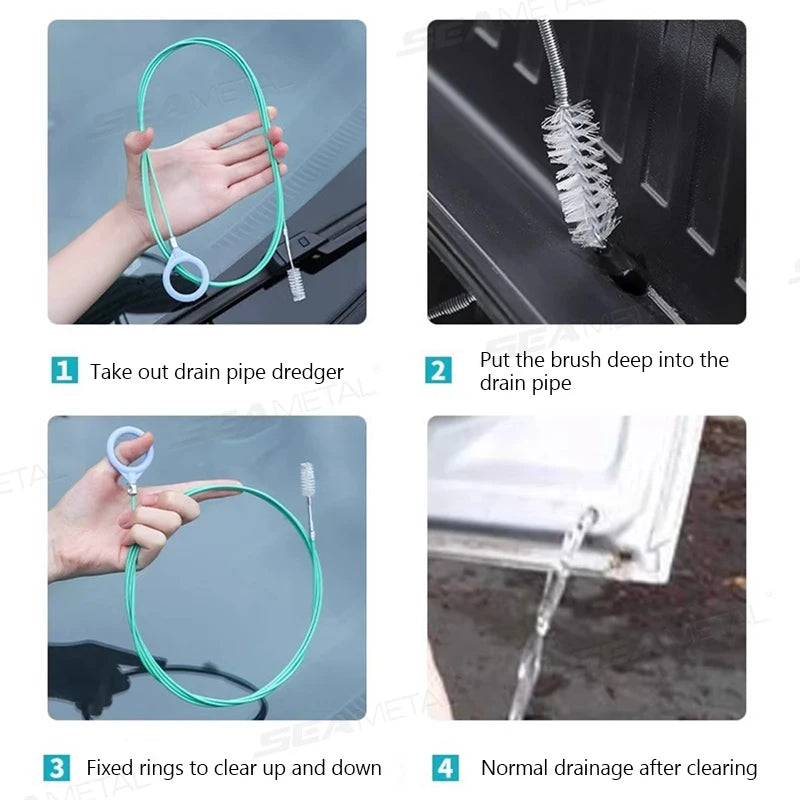 SEAMETAL 3m Car Sunroof Drain Cleaning Brush Flexible Hose Unclogger Tool