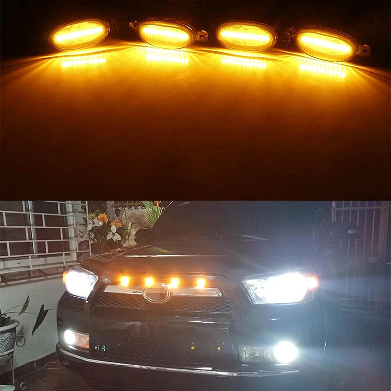Universal 12 LED Grille Lights 12V Smoked Amber White Eagle Eye Lamps Car SUV