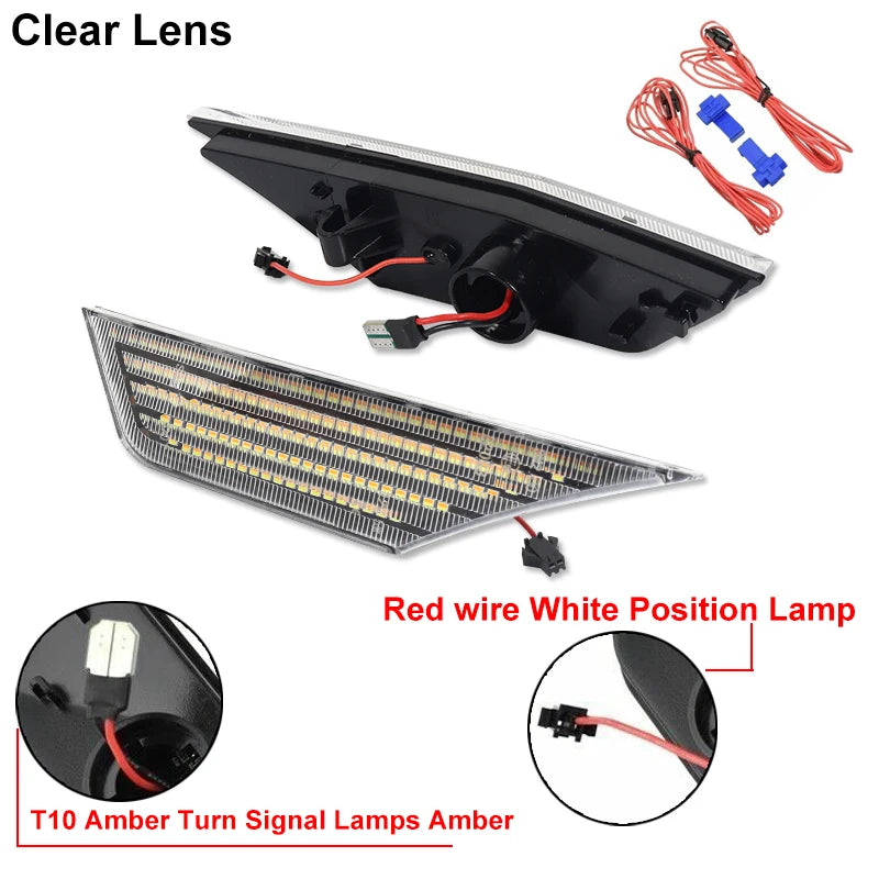2PCS LED Side Marker Lights Amber Signal White DRL for Honda Civic 2016-2021