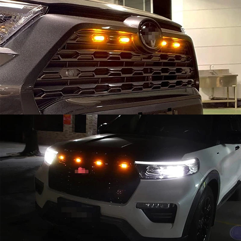 Universal 12 LED Grille Lights 12V Smoked Amber White Eagle Eye Lamps Car SUV
