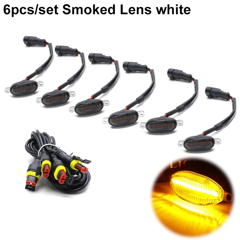Universal 12 LED Grille Lights 12V Smoked Amber White Eagle Eye Lamps Car SUV