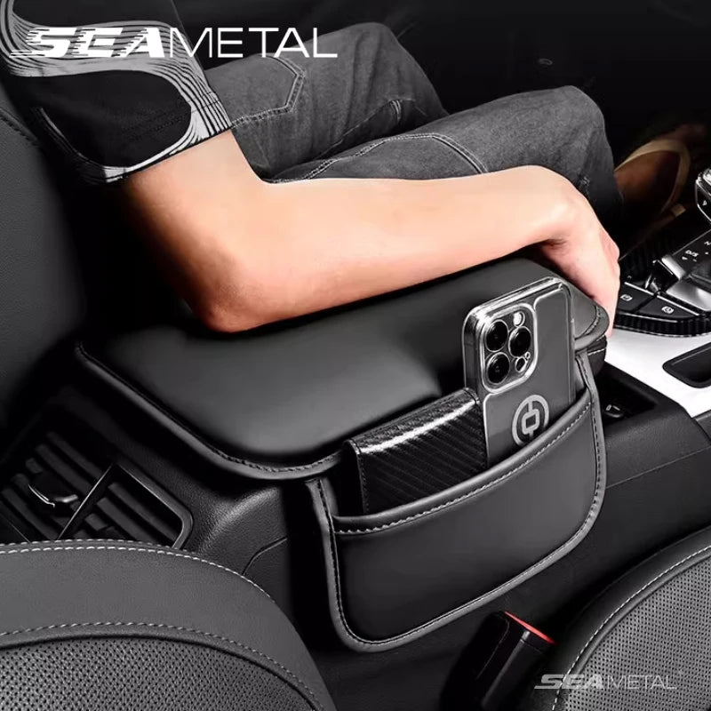 SEAMETAL Car Armrest Extension Cushion PU Leather Center Console Protector Pad