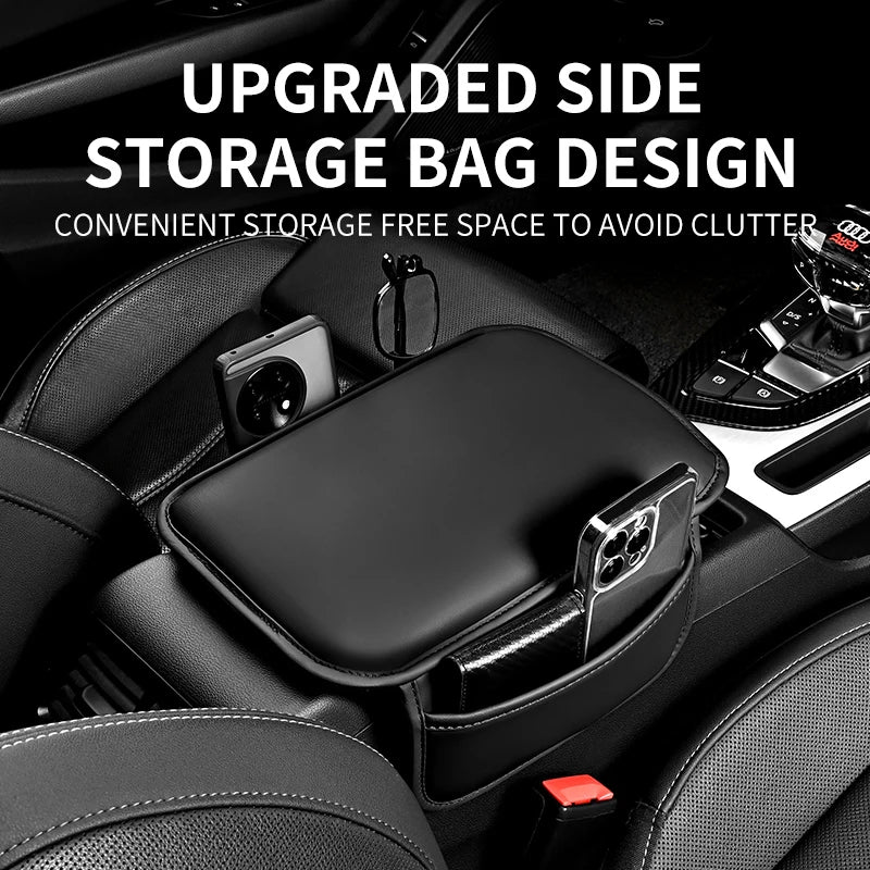 SEAMETAL Car Armrest Extension Cushion PU Leather Center Console Protector Pad