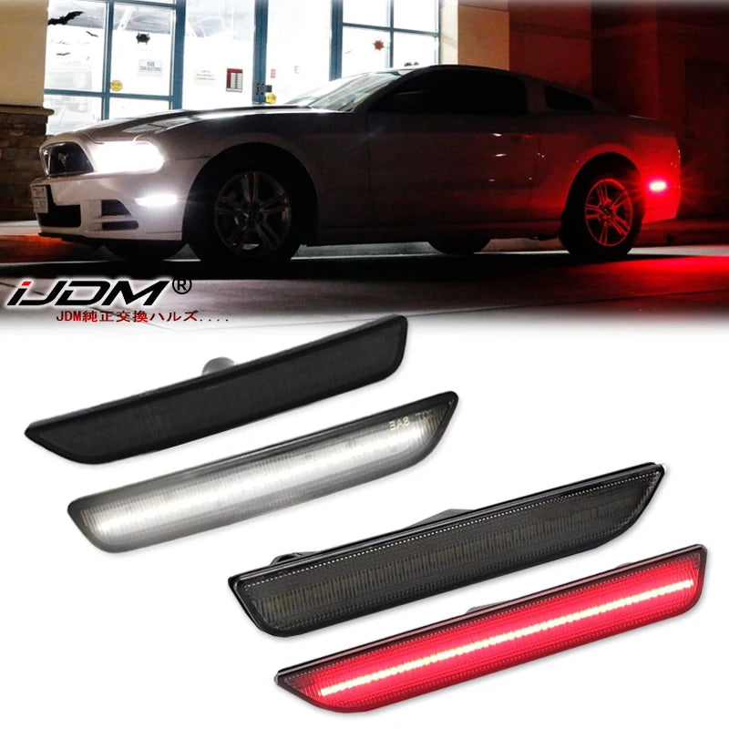 2PCS White Red Amber LED Front Rear Side Indicator for Ford Mustang 2010-2014