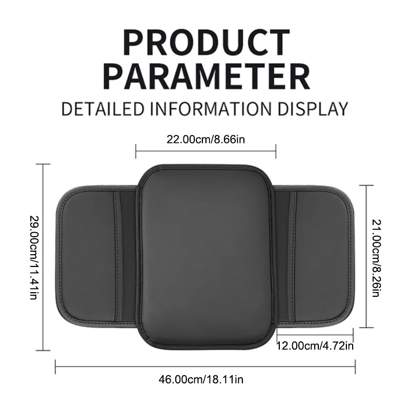 SEAMETAL Car Armrest Extension Cushion PU Leather Center Console Protector Pad