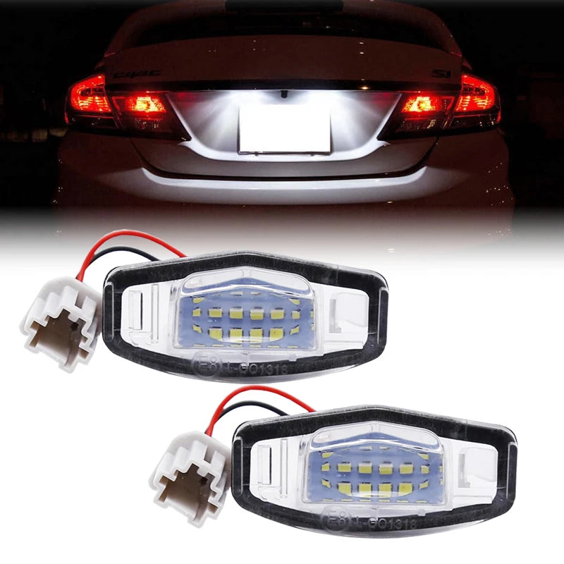 White LED License Plate Lights for Honda Civic Accord Acura MDX TL TSX RDX Pair