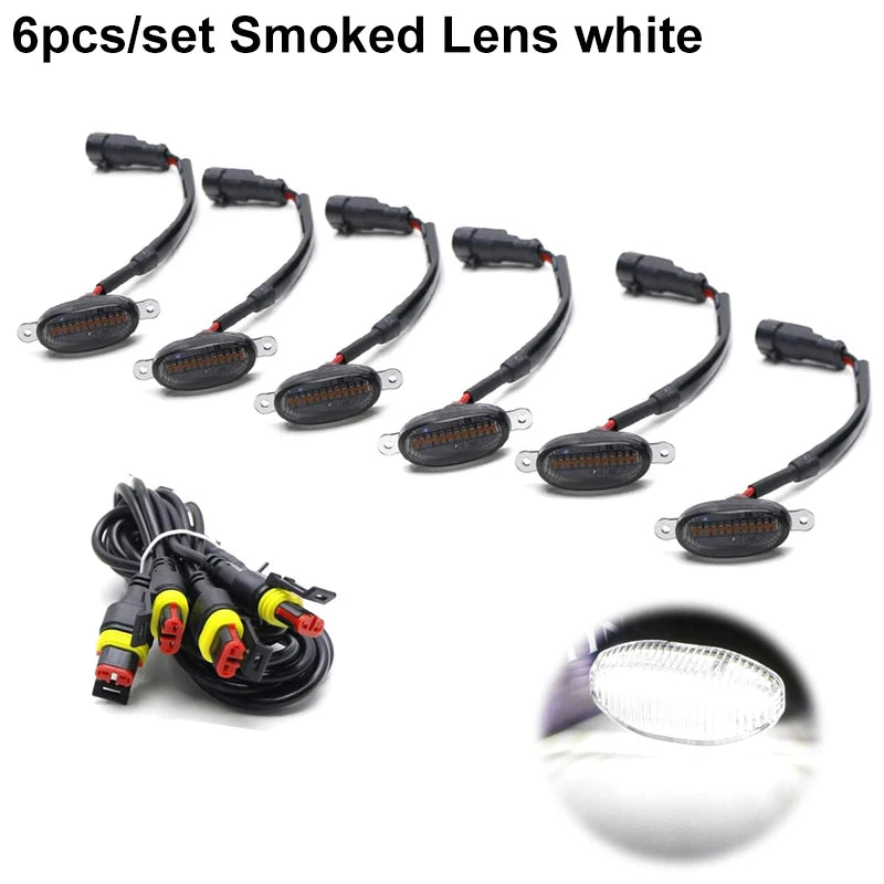 Universal 12 LED Grille Lights 12V Smoked Amber White Eagle Eye Lamps Car SUV