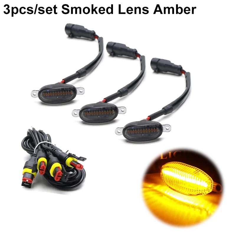 Universal 12 LED Grille Lights 12V Smoked Amber White Eagle Eye Lamps Car SUV