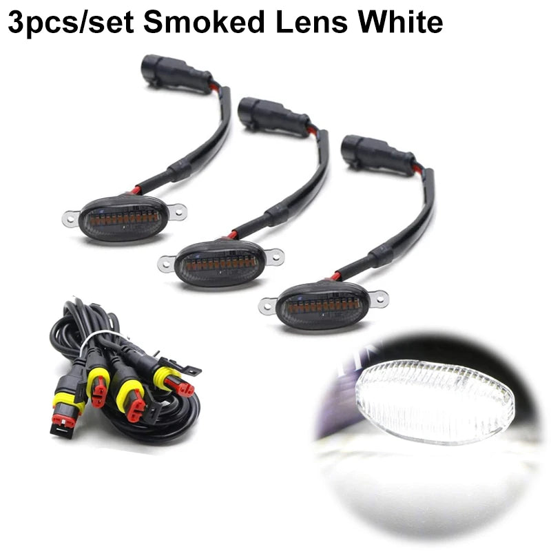 Universal 12 LED Grille Lights 12V Smoked Amber White Eagle Eye Lamps Car SUV