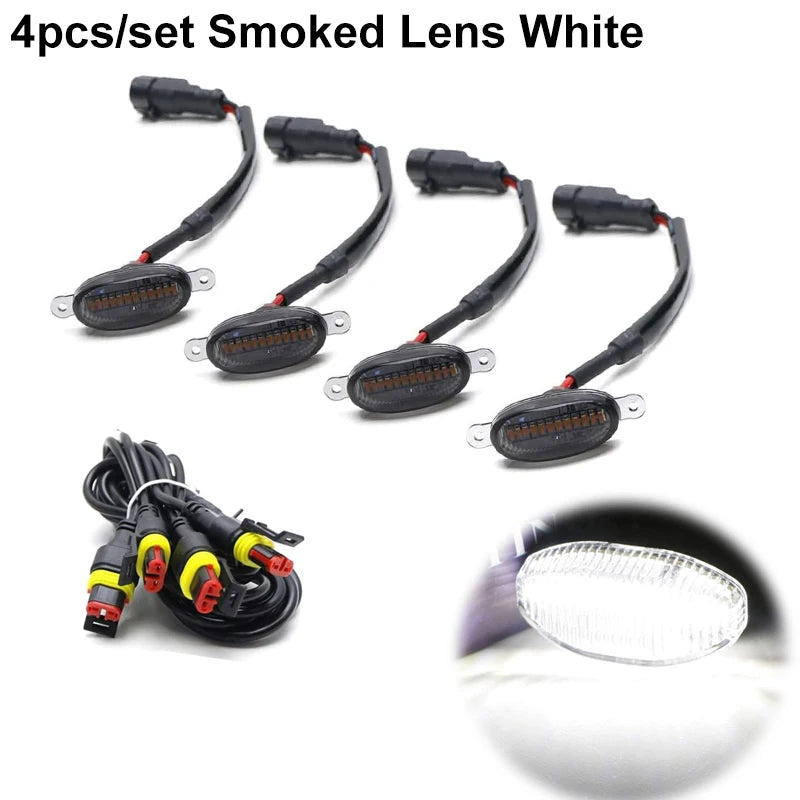Universal 12 LED Grille Lights 12V Smoked Amber White Eagle Eye Lamps Car SUV