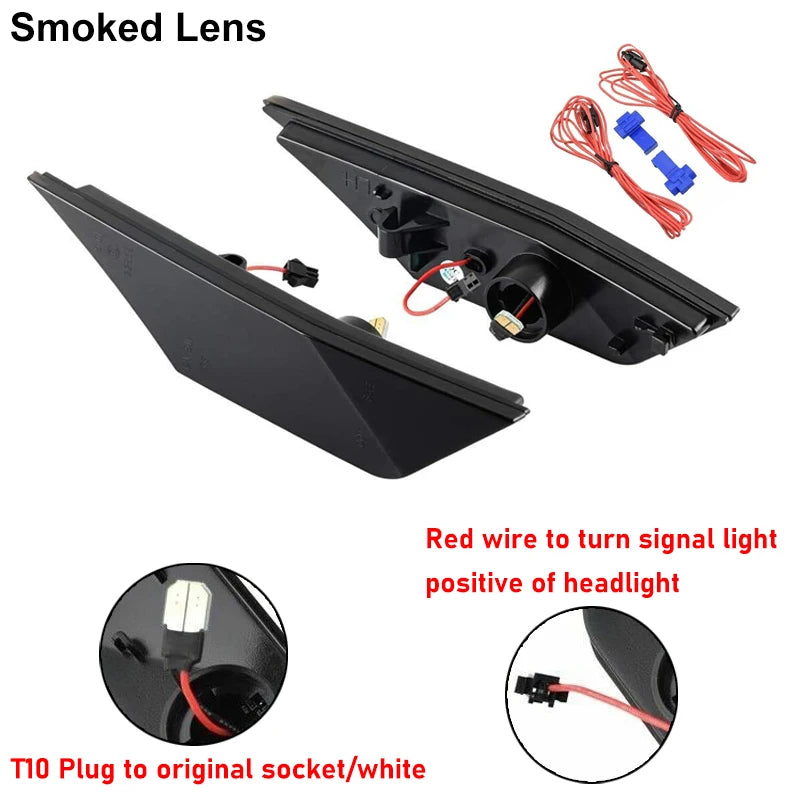2PCS LED Side Marker Lights Amber Signal White DRL for Honda Civic 2016-2021