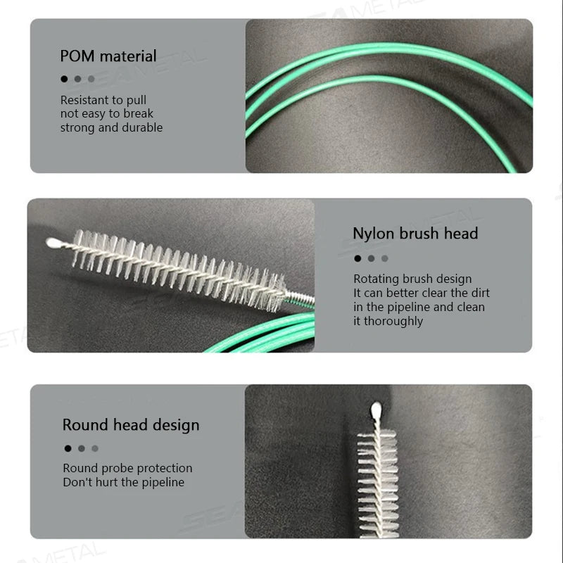 SEAMETAL 3m Car Sunroof Drain Cleaning Brush Flexible Hose Unclogger Tool