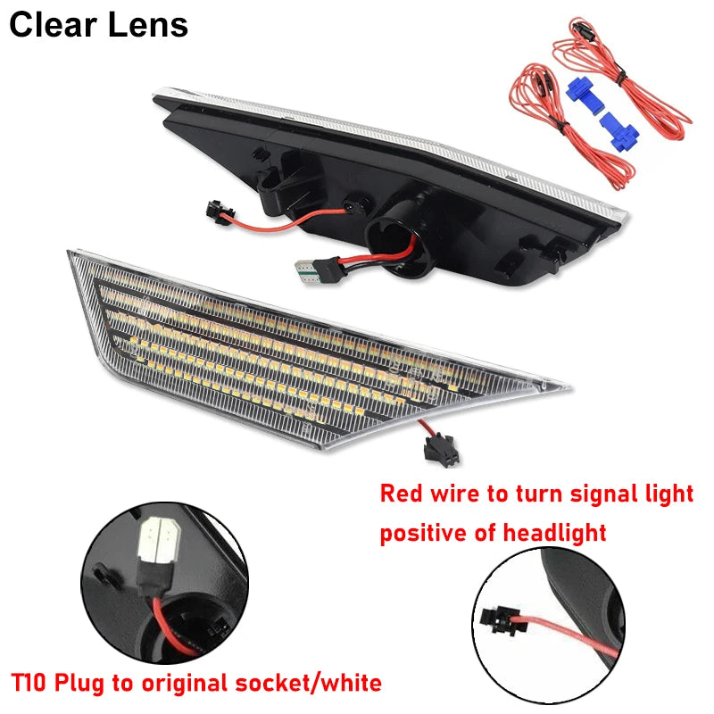 2PCS LED Side Marker Lights Amber Signal White DRL for Honda Civic 2016-2021