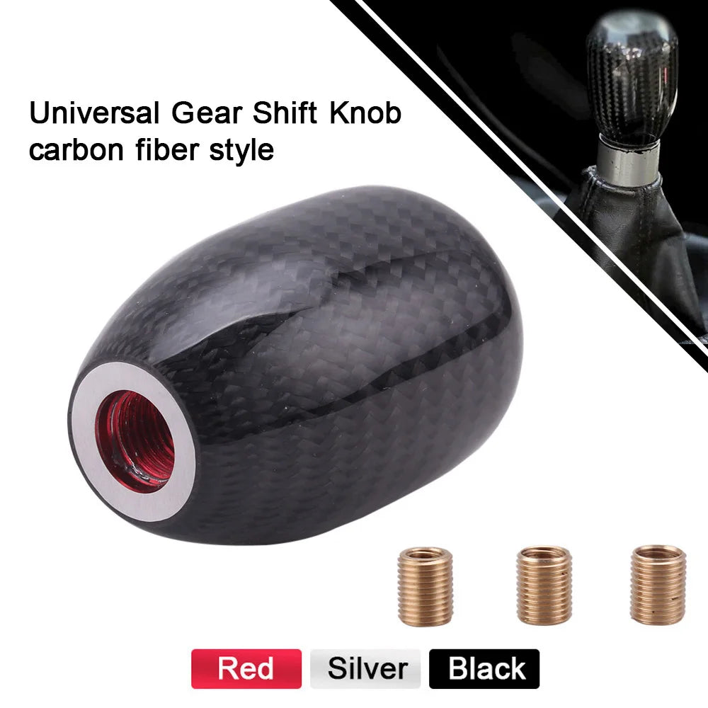RASTP RS-SFN032 Oval Carbon Fiber Manual Gear Shift Knob 3 Adapters JDM Style