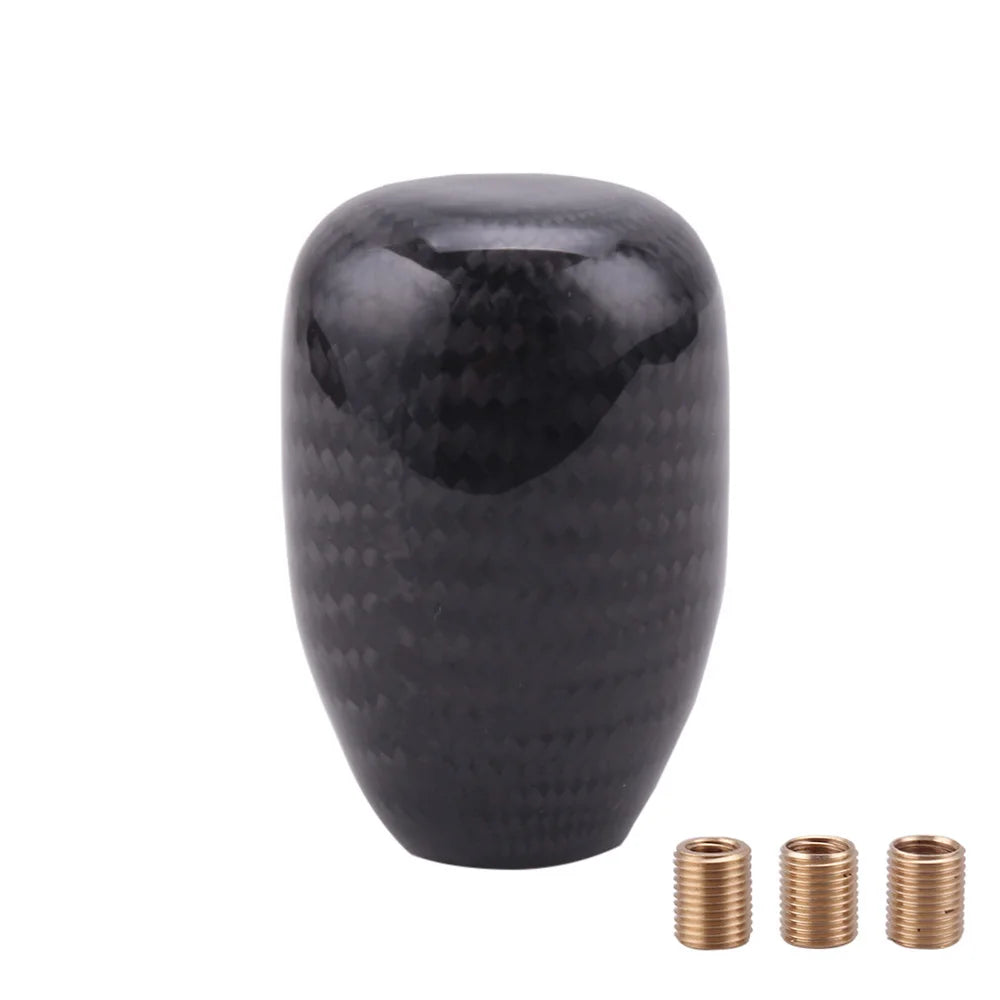 RASTP RS-SFN032 Oval Carbon Fiber Manual Gear Shift Knob 3 Adapters JDM Style