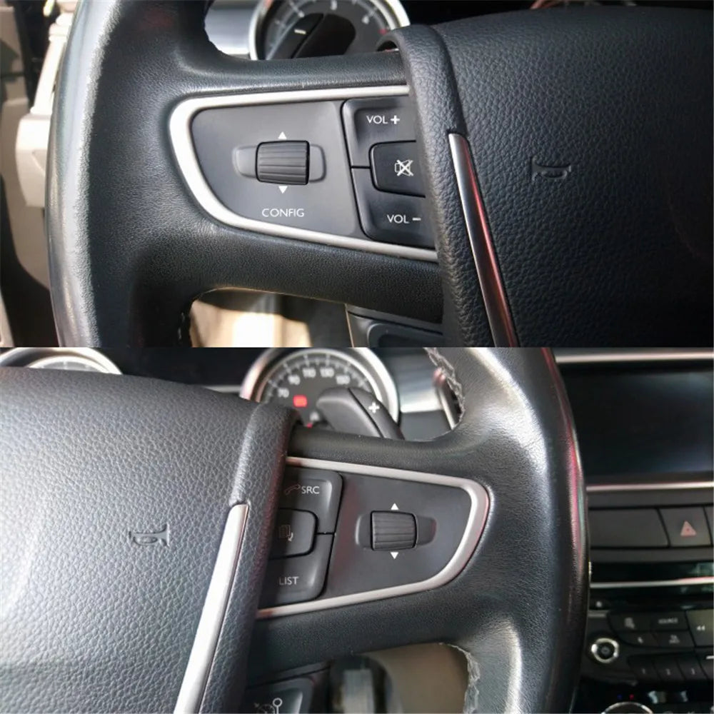 Steering Wheel Chrome Trim Cover Stainless Steel for Peugeot 508 2011–2016