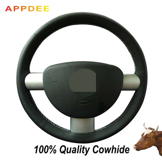 Hand-Stitched Genuine Leather Steering Wheel Cover for Volkswagen Beetle 2003–2010