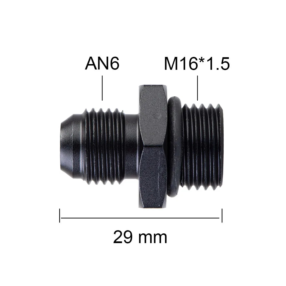 Universal 6AN AN6 to M10 M12x1.25/1.5 AN6 TO m16 M14x1.5 AN6 TO 1/4 3/8 1/2 npt