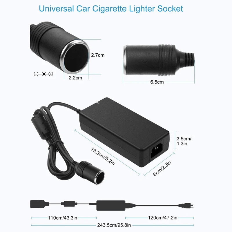 110V/240V AC to 12V DC 15A 160W Power Adapter Cigarette Lighter Socket Supply