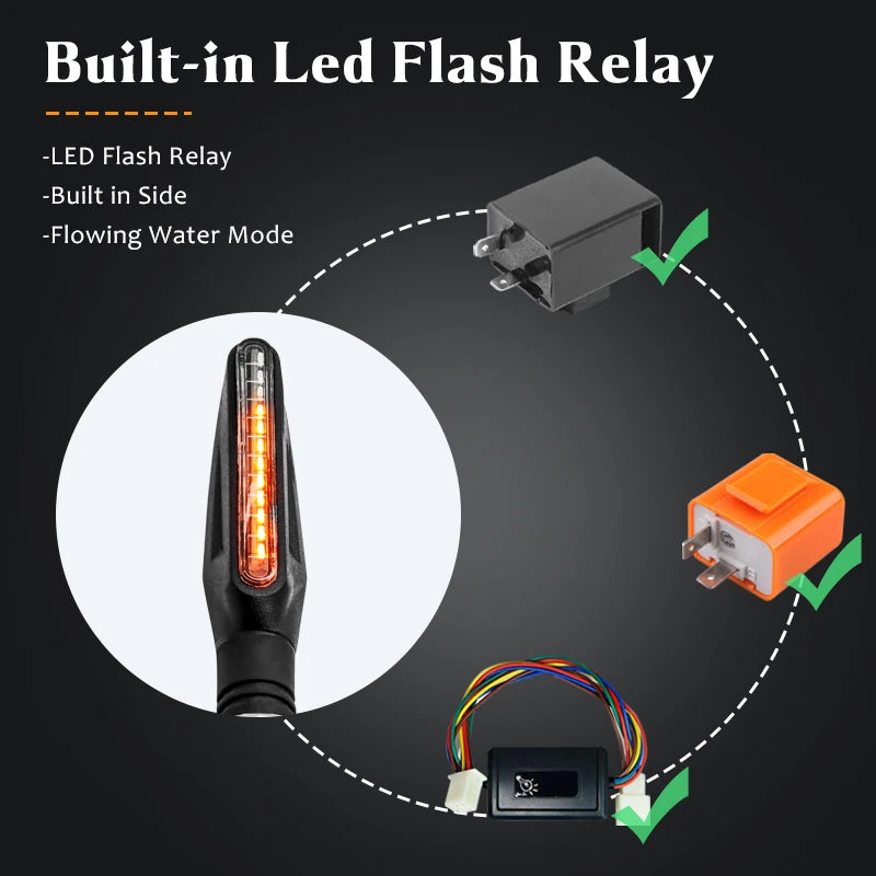2/4Pcs 12V LED Motorcycle Turn Signals 335 SMD Sequential Flowing Blinker IP67
