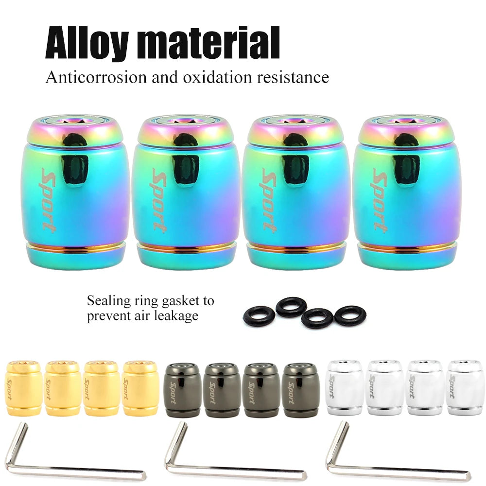 Zinc Alloy Anti-Theft Tire Valve Stem Caps Airtight Wheel Valve Covers for Cars