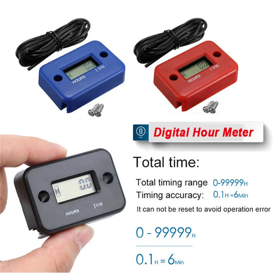 Digital Hour Meter LCD Engine Timer Counter for ATV Motorcycle Boat Generator