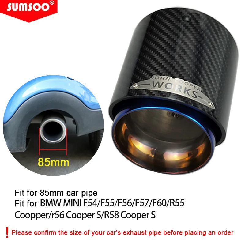 1Pcs Carbon Fiber Exhaust Tip for BMW MINI Cooper S Black Gold Blue Silver