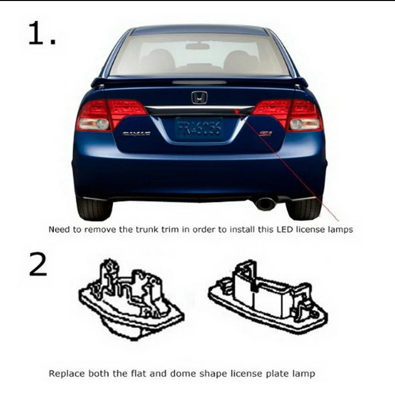 White LED License Plate Lights for Honda Civic Accord Acura MDX TL TSX RDX Pair