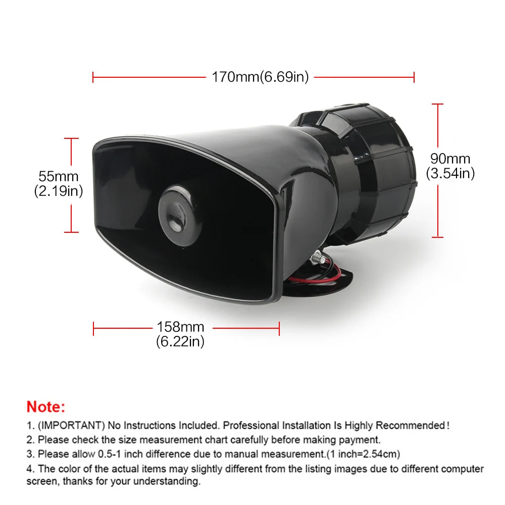 12V 130dB Wireless Electronic Warning Siren Speaker with Remote Control