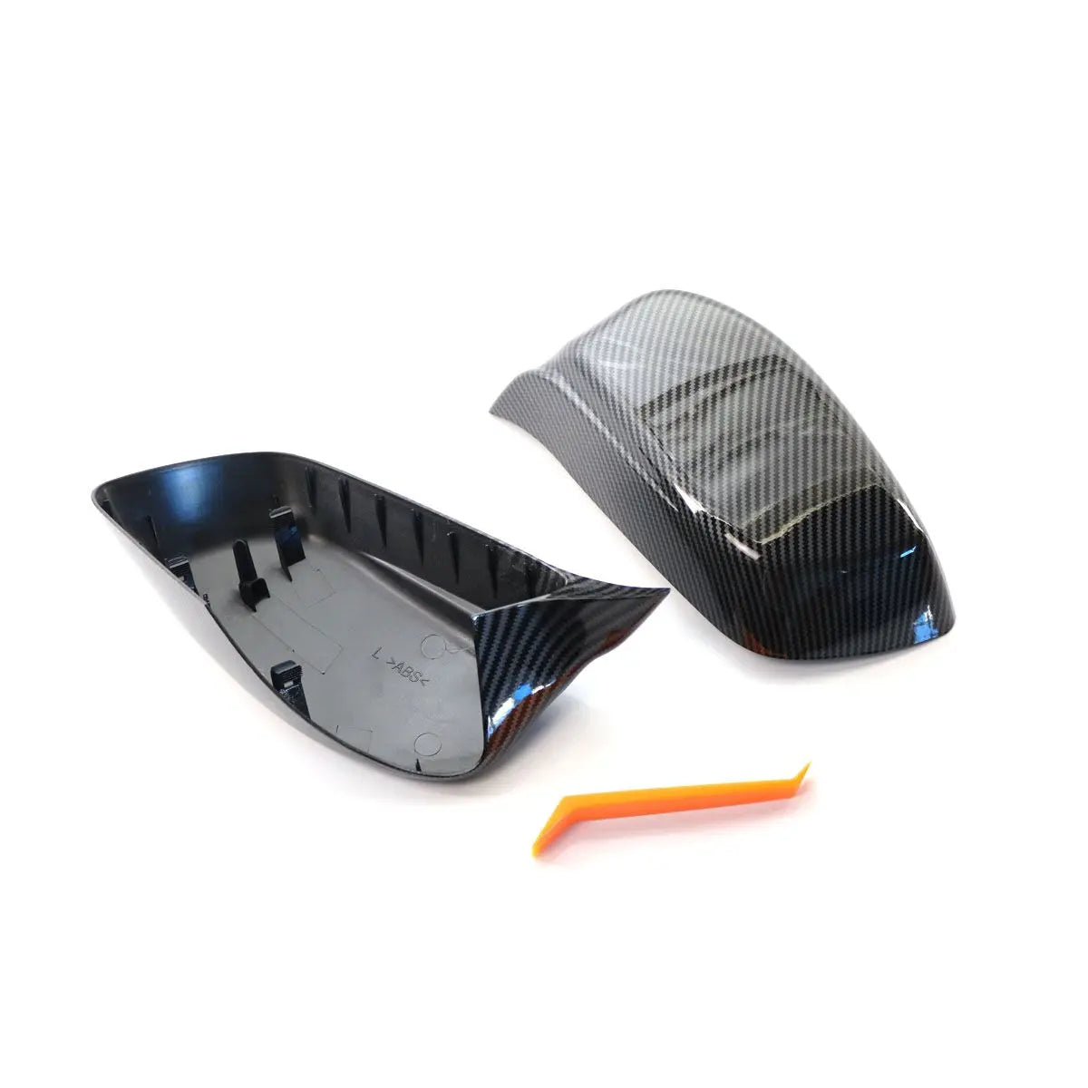 Carbon Fiber Look / Gloss Black Side Mirror Cover Caps for BMW 5 Series 2004–2008