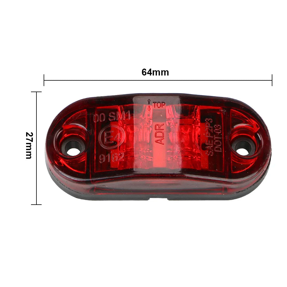 12V/24V LED Trailer Side Marker Lights Truck Clearance Turn Signal Brake