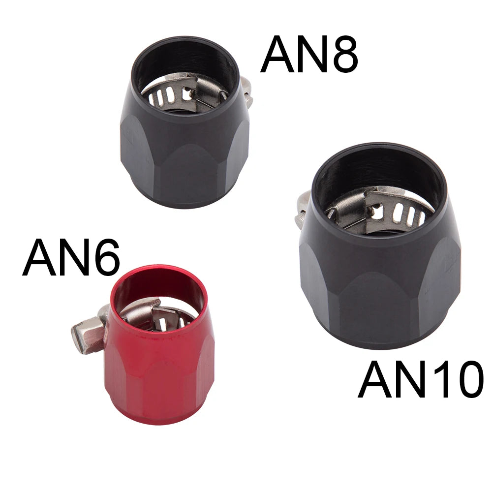 AN6 AN8 AN10 Aluminum Fuel Hose Clamp HEX End Blue Red Black