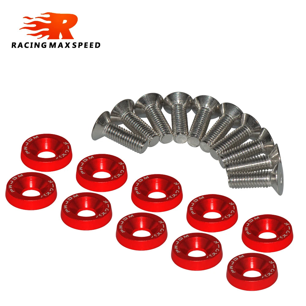 10PCS Universal M6 JDM Fender Washer & License Plate Bolt Kit Decorative