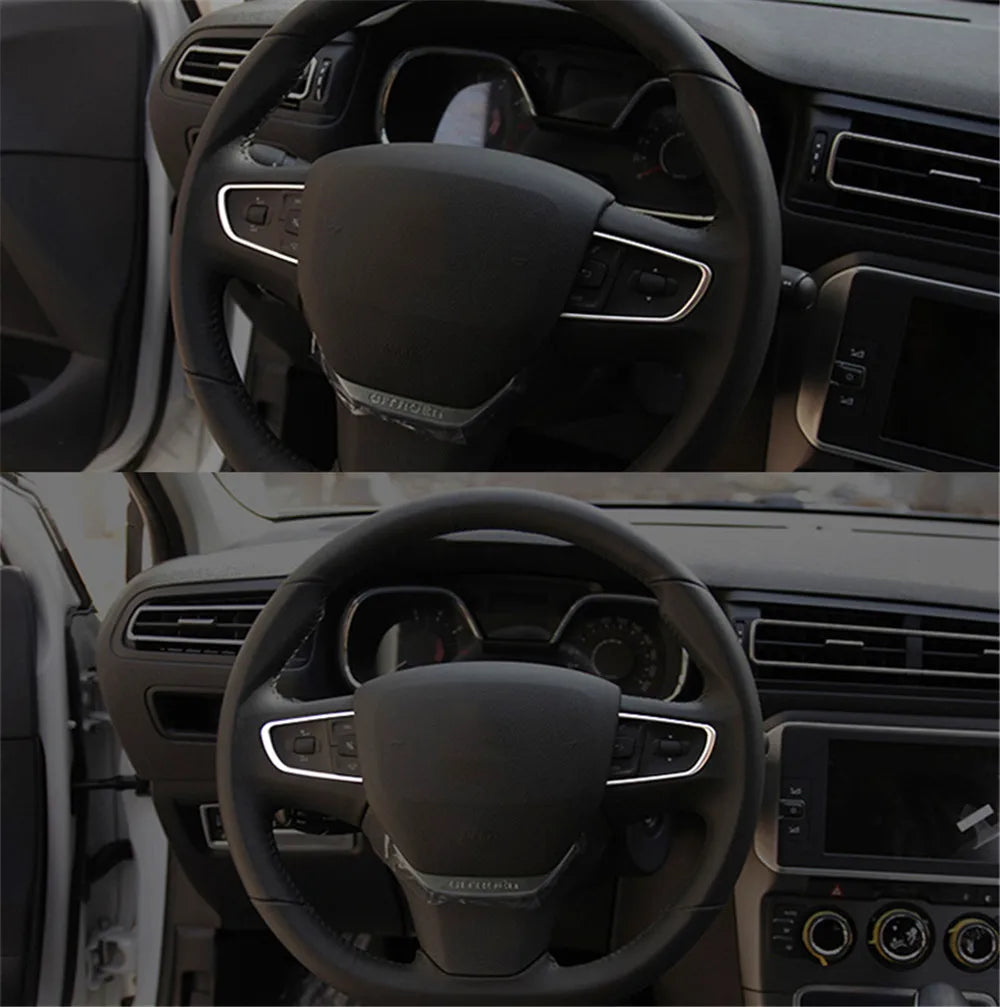 Steering Wheel Chrome Trim Cover Stainless Steel for Peugeot 508 2011–2016