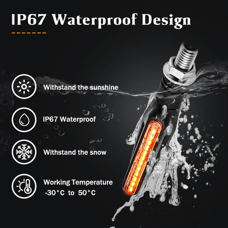 2/4Pcs 12V LED Motorcycle Turn Signals 335 SMD Sequential Flowing Blinker IP67