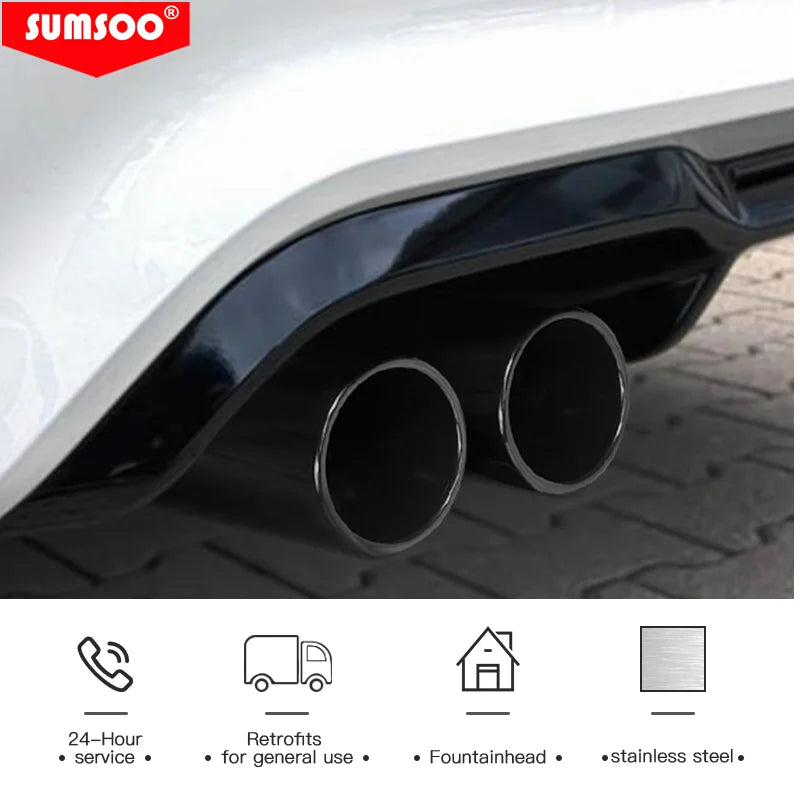 1Pcs Universal Dual Outlet Exhaust Tip Stainless Steel Rear Tail Pipe Muffler