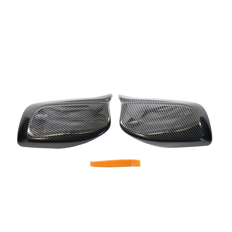 Carbon Fiber Look / Gloss Black Side Mirror Cover Caps for BMW 5 Series 2004–2008